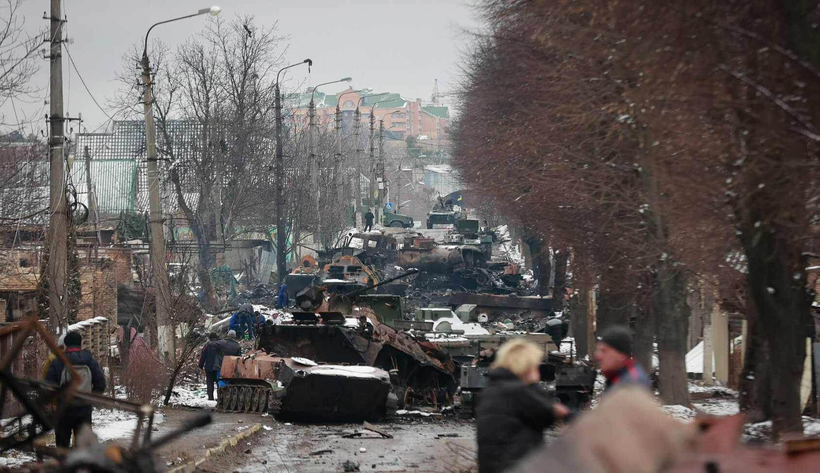 Ukrainians Under a Bridge in Kyiv